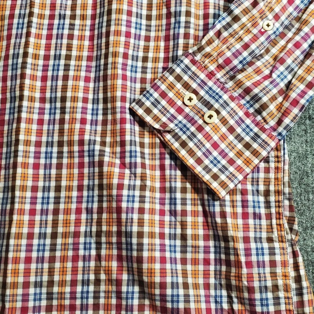 Peter Millar Shirt Mens XXL Blue Pink Check Plaid Cotton Long Sleeve Button Up